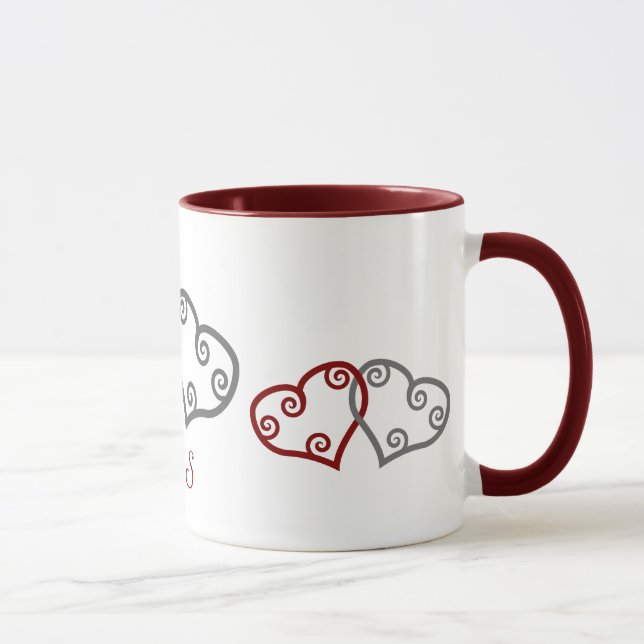 Monogramm-Verlobungs-Herz-Tasse Tasse (Rechts)