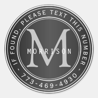 Monogramm verloren und gefunden in Schwarz Runder Aufkleber