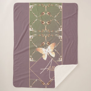 Monogramm Verzierte Rose Sherpa Blanket Sherpadecke