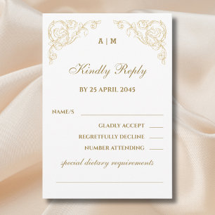Monogramm Verzierte Vintage Barockkarten-Hochzeitk RSVP Karte