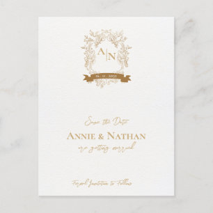 Monogramm Verziertes Design-Rahmen-Hochzeit Ankündigungspostkarte