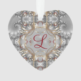 Monogramm-Verzierung - Imitat-Edelsteine - Silber Ornament