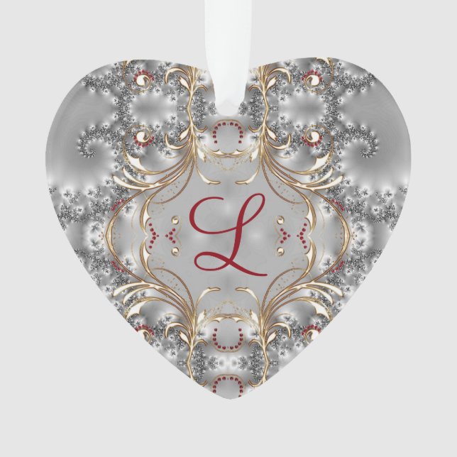 Monogramm-Verzierung - Imitat-Edelsteine - Silber Ornament (Vorderseite)