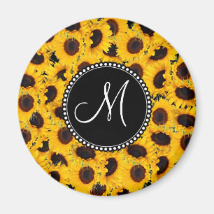 Monogramm-vibrierende schöne Sonnenblumen mit Magnet