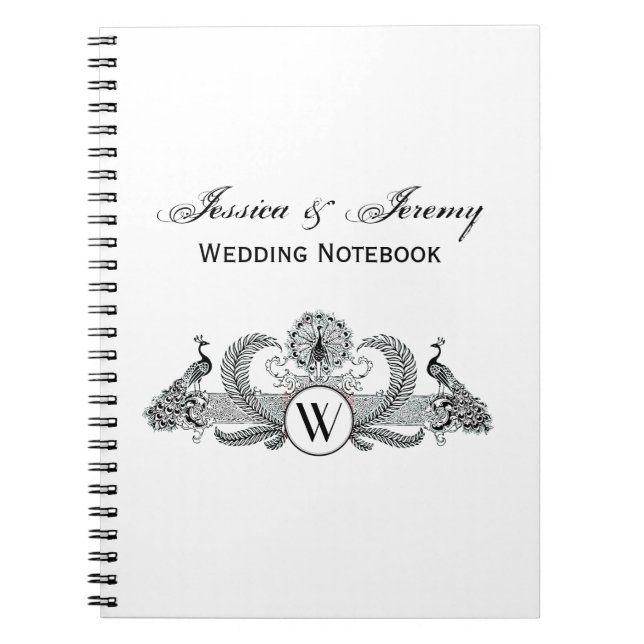 Monogramm Vintag Peacocks Notizblock (Vorderseite)