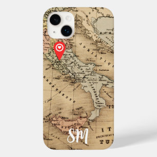 Monogramm Vintage antike Karte Italien Urlaub Case-Mate iPhone 14 Plus Hülle