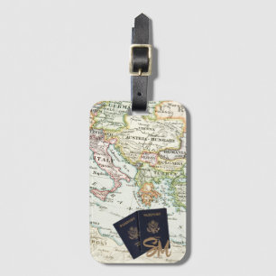 Monogramm Vintage Antiquitäten Karte & Reisepass U Gepäckanhänger