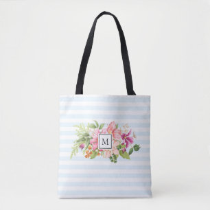 Monogramm Vintage Blume Pink Blue Pastellfarben Ta