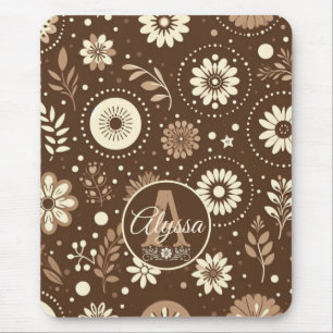 Monogramm Vintage-Blumenharmonie Mousepad