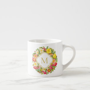 Monogramm Vintage-Blumenkranz Espresso-Tasse Espressotasse