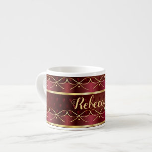 Monogramm Vintage Burgunderfarbe Luxus-Muster Espressotasse