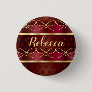 Monogramm Vintage Burgunderrot Dekor Luxus Gold Button