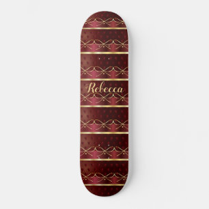 Monogramm Vintage Burgunderrot Dekor Luxus Gold Skateboard