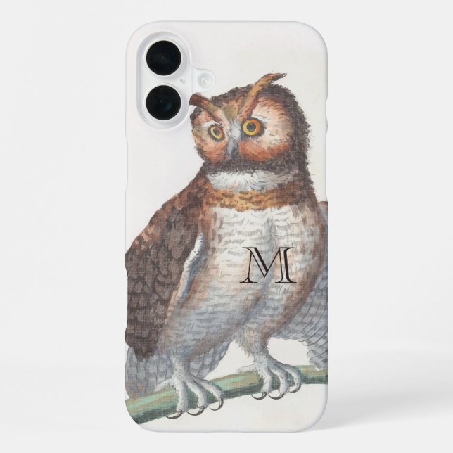Monogramm Vintage Eule iPhone Hülle (Rückseite)