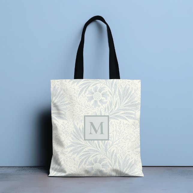 Monogramm Vintage-Grau Blumenmuster | Botanisch (Von Creator hochgeladen)
