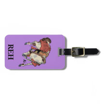 Monogramm Vintage-Japan-Pferd auf lila Hintergrund