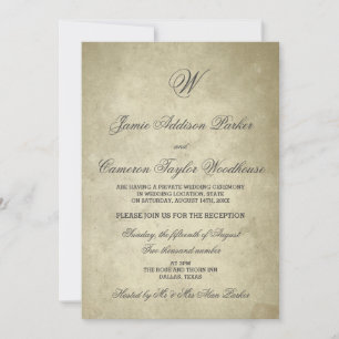 Monogramm Vintage Papier   Feier nach der Hochzeit Einladung