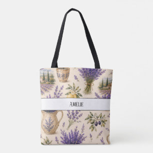 Monogramm Vintage Provence Lavendel-Tragetasche