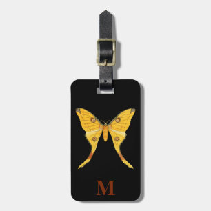 Monogramm Vintage-Reise Gelb Braun Schmetterling Gepäckanhänger