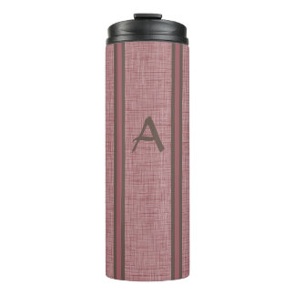 Monogramm Vintage Rot Neutrales Leinendesign Thermosbecher
