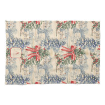 Monogramm Vintage Winterdorf Weihnachten Rote Schl