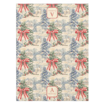 Monogramm Vintage Winterdorf Weihnachten Rote Schl