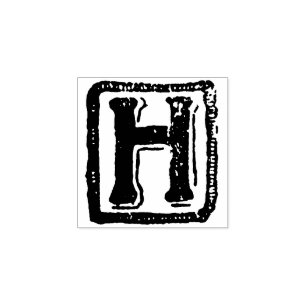 Monogramm    Vintageinitischer Brief H Gummistempel