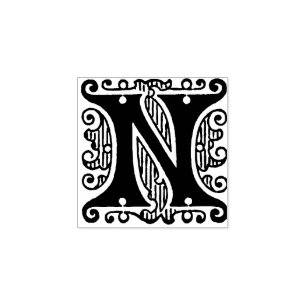 Monogramm Vintager Anfangsbuchstabe N Gummistempel