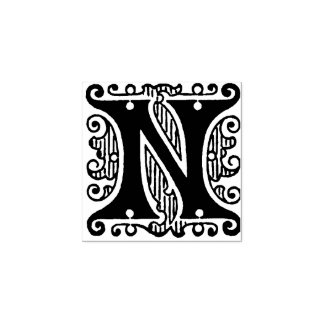Monogramm Vintager Anfangsbuchstabe N Gummistempel