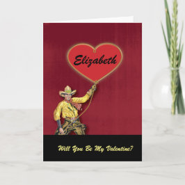 Monogramm-Vintager Cowboy-Liebe-HerzValentine Feiertagskarte