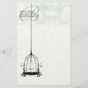 Monogramm Vintager Vogelkäfig mit Vogelluftpost Briefpapier