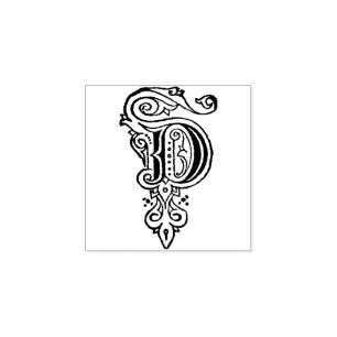 Monogramm Vintager Zierbrief Hauptstadt D Gummistempel