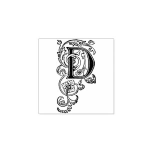 Monogramm Vintager Zierbrief Hauptstadt D Gummistempel
