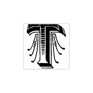 Monogramm Vintager Zierbrief T Gummistempel