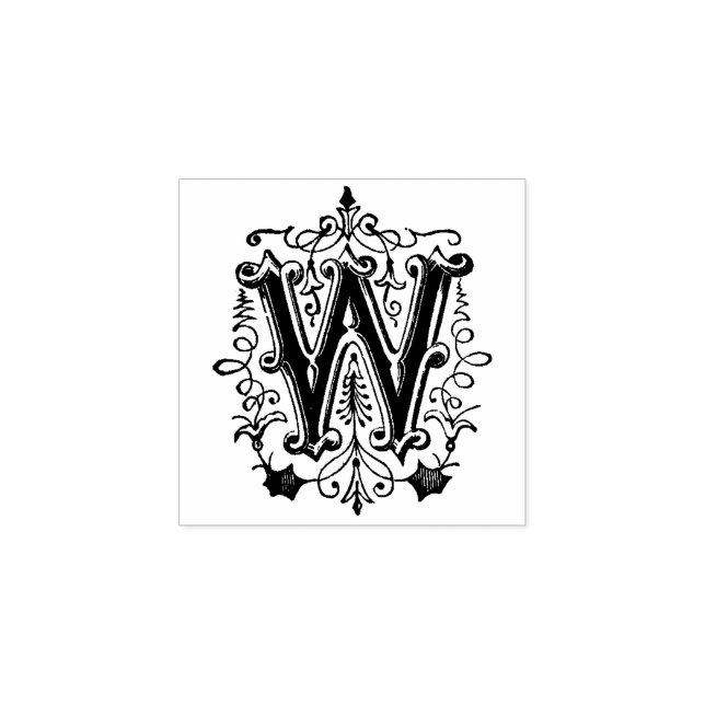 Monogramm Vintager Zierbrief W Gummistempel (Prägung)