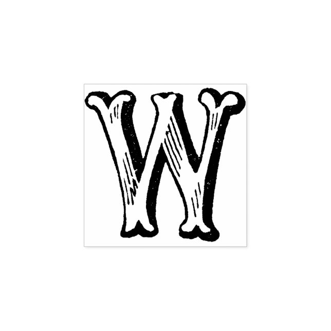 Monogramm Vintager Zierbrief W Gummistempel (Prägung)