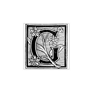 Monogramm Vintages Blumendesign Anfangsbuchstabe G Gummistempel
