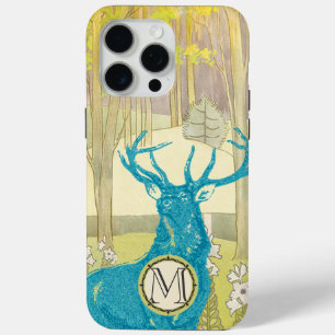 Monogramm Vintages Hirschkunstwald-iPhone iPhone 15 Pro Max Hülle