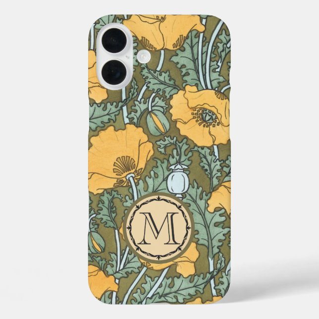 Monogramm Vintages Mohngelbes Blumenmuster Case-Mate iPhone Hülle (Rückseite)