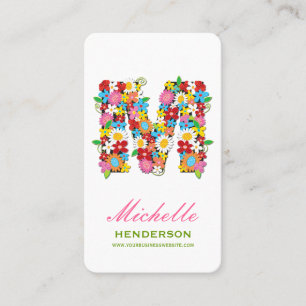 Monogramm-Visitenkarte der Frühlings-Blumen-"M" Visitenkarte