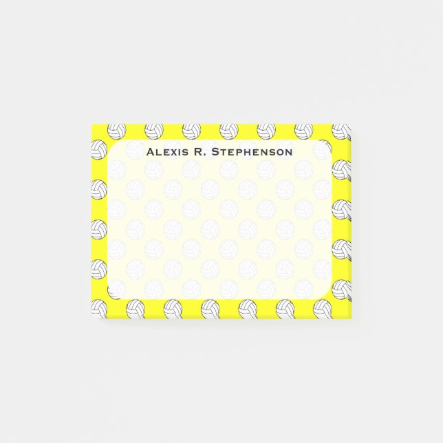 Monogramm Volleyball Bälle gelb Post-it Klebezettel (Vorderseite)
