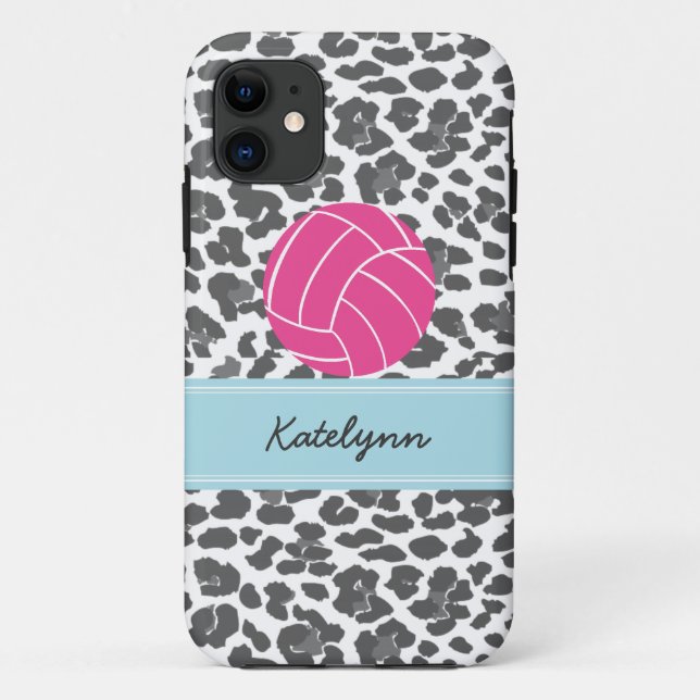Monogramm-Volleyball-grauer Case-Mate iPhone Hülle (Rückseite)