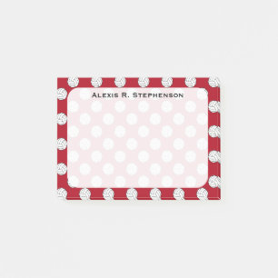 Monogramm-Volleyballbälle auf dunklem Rot Post-it Klebezettel