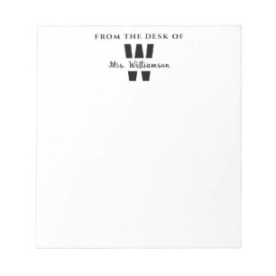 Monogramm vom Schreibtisch des Lehrers des Individ Notizblock