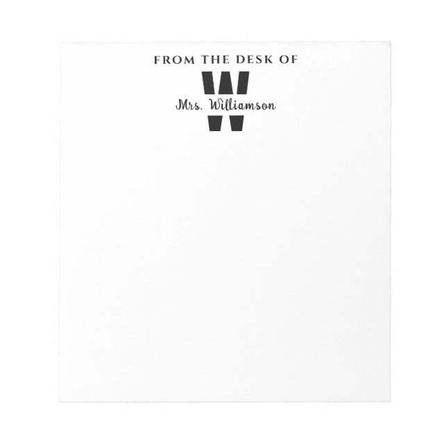 Monogramm vom Schreibtisch des Lehrers des Individ Notizblock (Vorderseite)