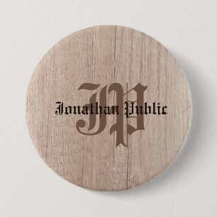 Monogramm-Vorlage Plankenbrett Holz-Look Alt Schri Button