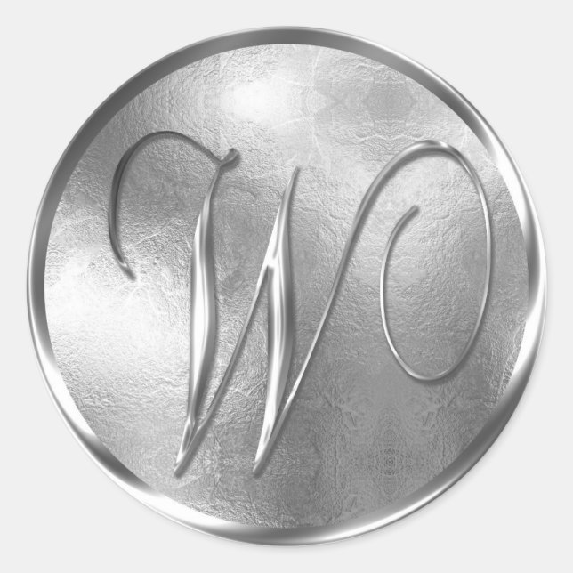 Monogramm W NONMETALLIC Silver Umschlag Aufkleber (Vorderseite)