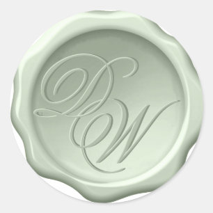 Monogramm Wachssiegel in Salbeigrün 2 Initialen Sc Runder Aufkleber