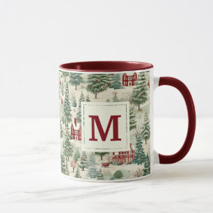 Monogramm-Wald-Landhaus-Weihnachten Süß Tasse