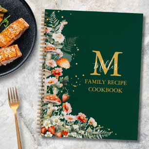Monogramm-Waldpilz-Blumen-Familien-Rezeptbuch Notizbuch